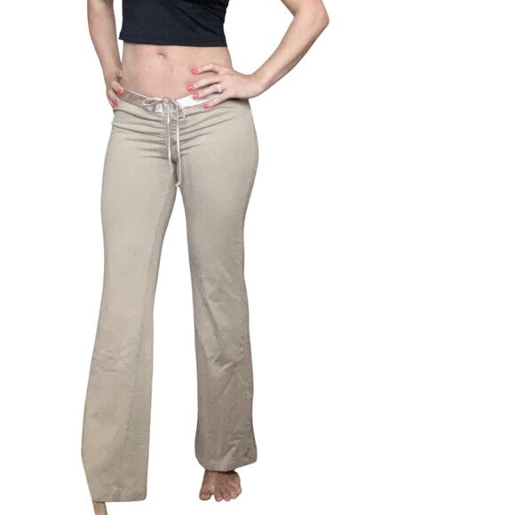 VINTAGE Y2K Wet Seal Scrunch String Lounge Pants Flare Low Rise Satin Small S - Picture 8 of 8